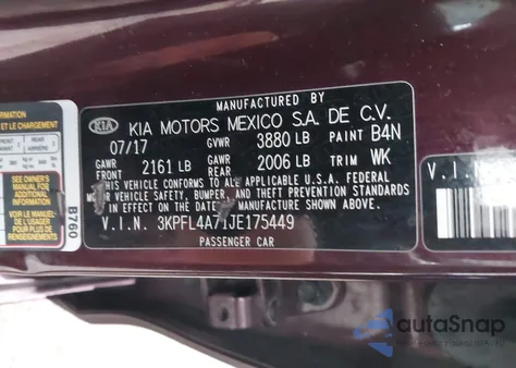 2018 Kia Forte Lx z USA, uszkodzony, nr VIN 3KPFL4A71JE175449